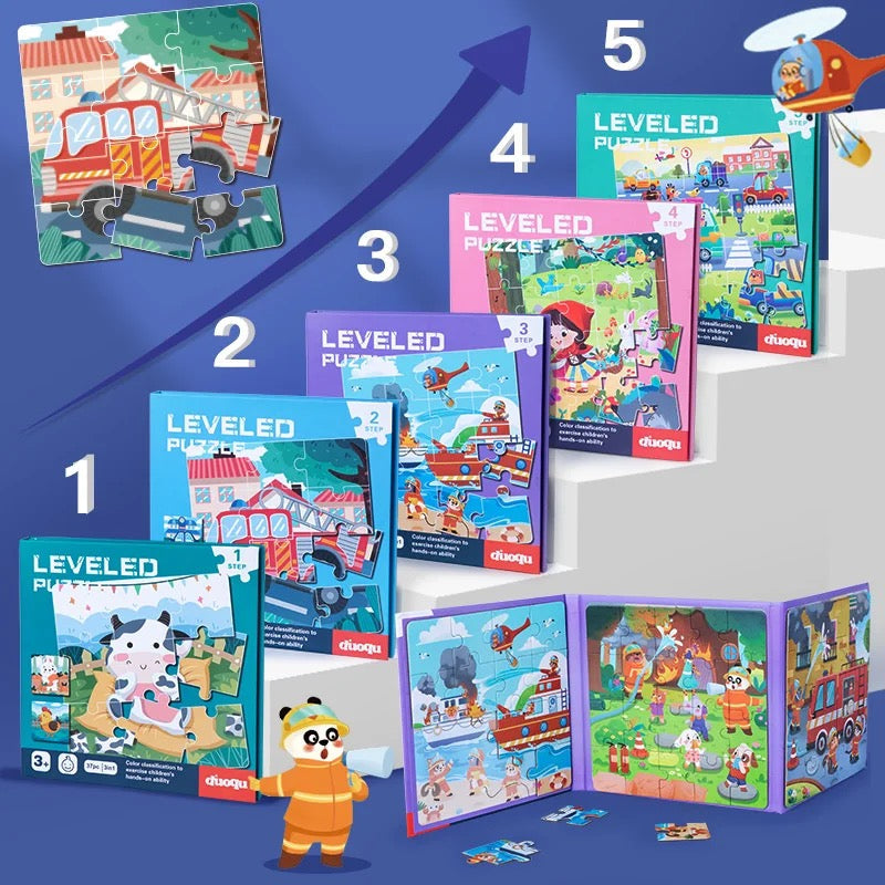 Puzzle magnetique 3 faces ,level 1 a 5 , 2 - 6 ANS