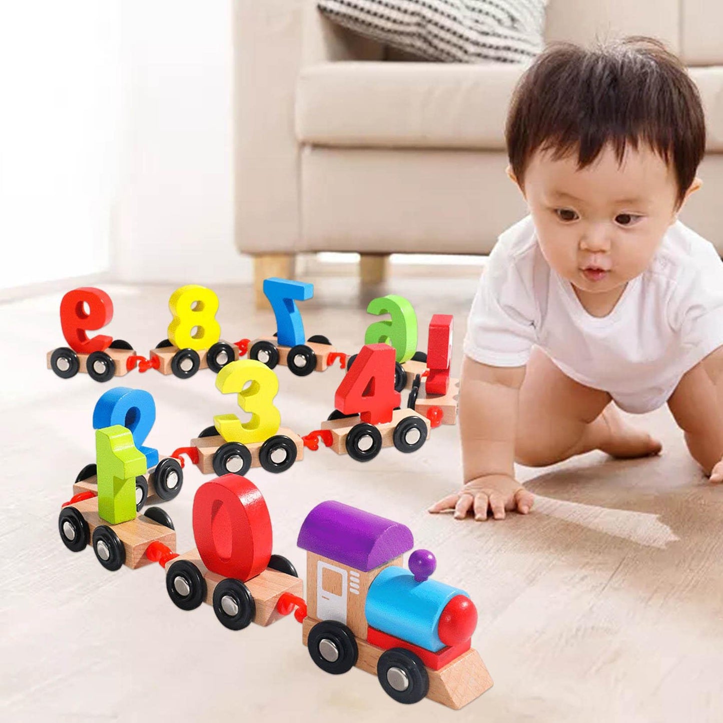 Train Éducatif en Bois – Chiffres & Apprentissage