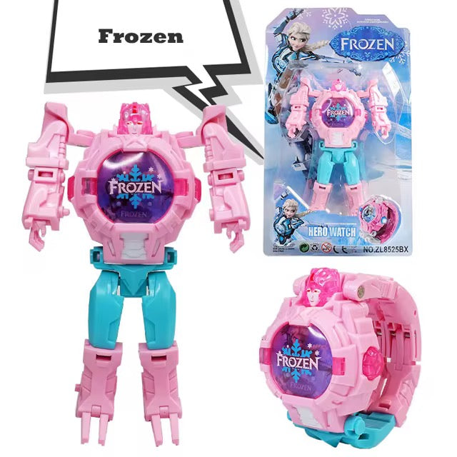 montre transformer FROZEN Reine des neiges une montre qui devient un robot héroïque