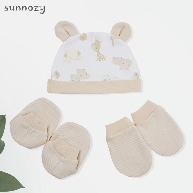 Lot de Bonnets et Moufles et chaussons pour Bébé – Motifs Variés et Doux