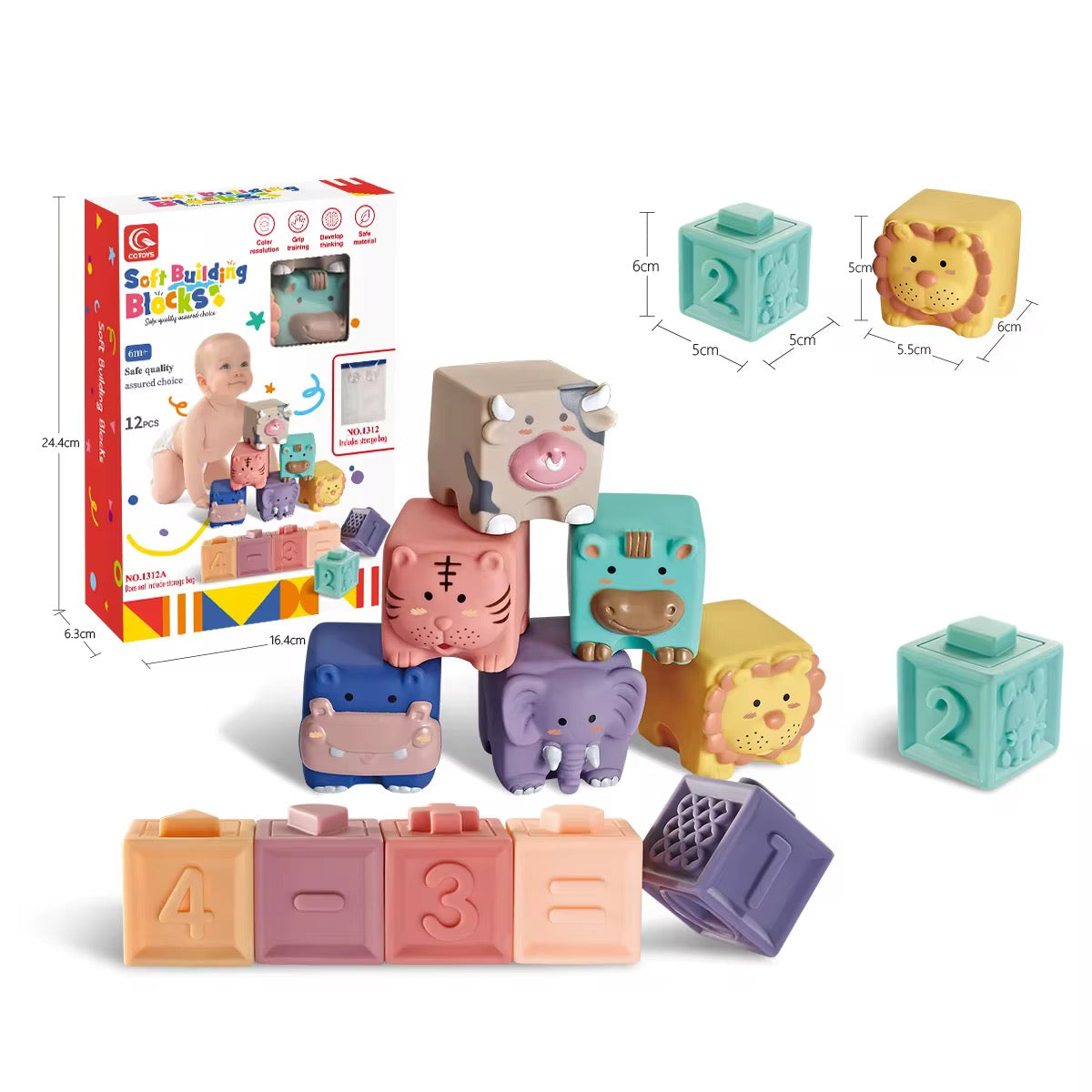 ✔️ 12 blocs eveil sensoriels souples