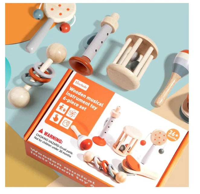 🎵 Coffret jouet sensoriel sons en Bois Montessori – 6 Pièces