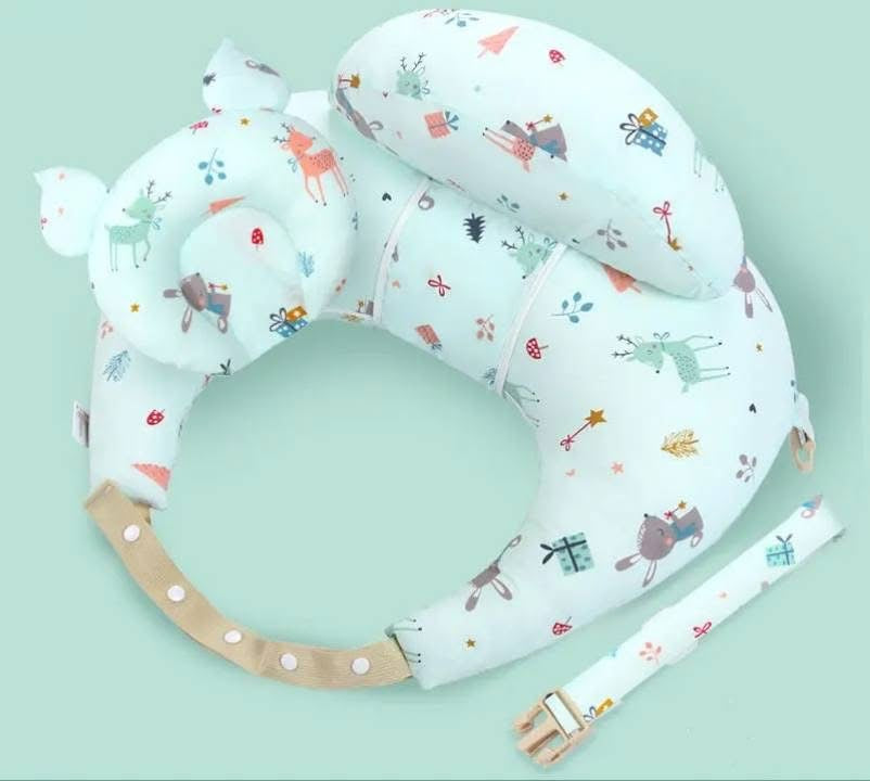 coussin d'allaitement ergonomique avec sangle de taille réglable et housse en coton amovible