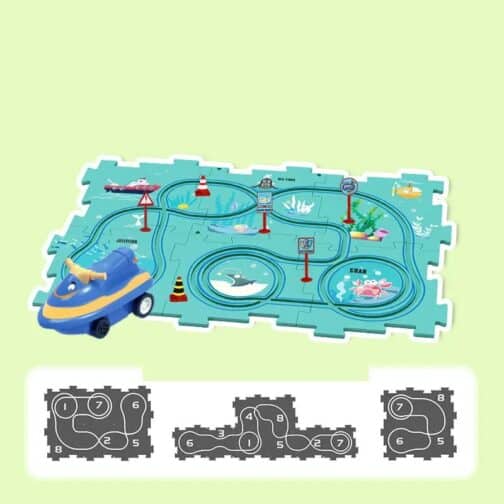 🚤 Circuit Puzzle Maritime 4 pieces avec Bateau Électrique 🌊