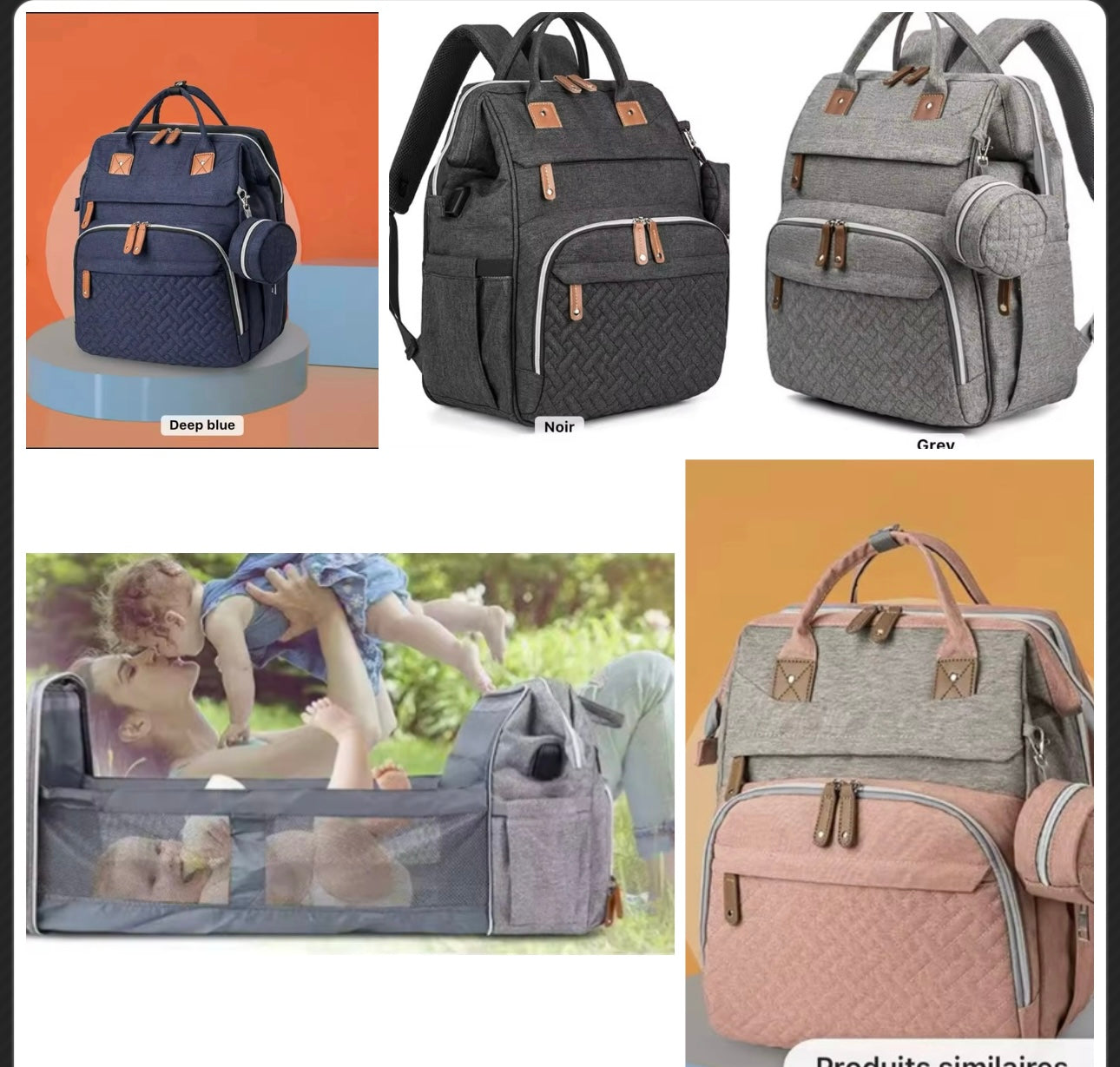 Sac A langer transformable en lit , sac à dos multifonction pour maman et bébé