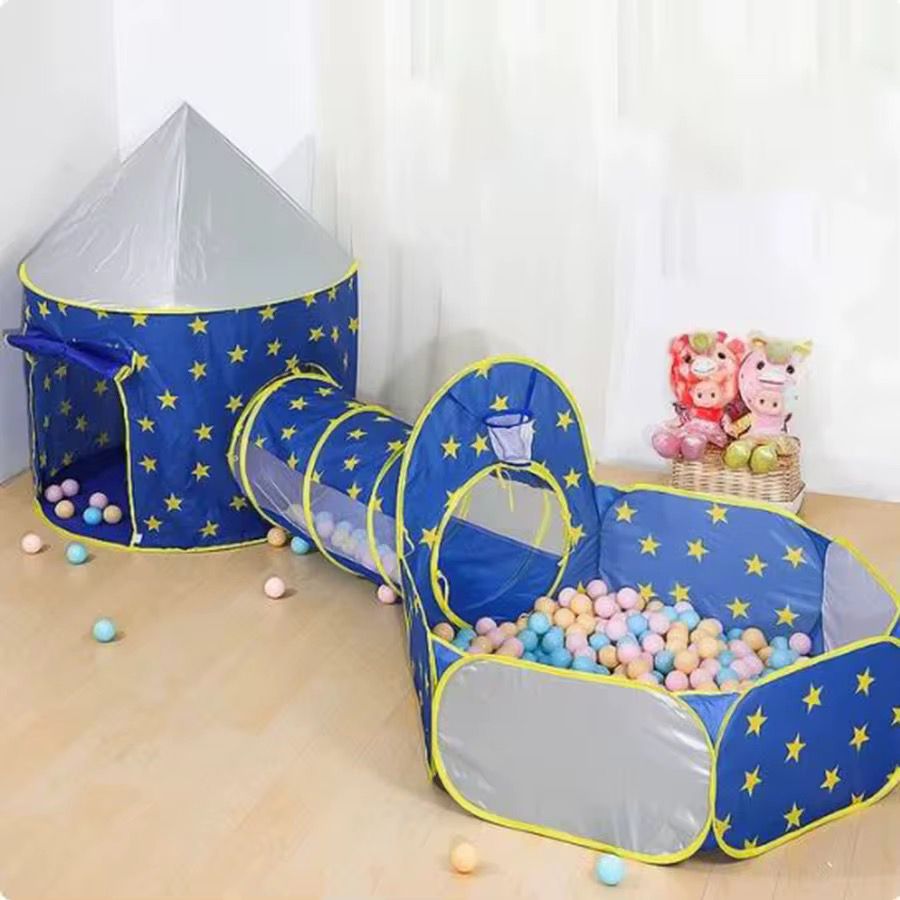 Tente de Jeu 3-en-1 pour Enfants – Château de Princesse Rose avec Tunnel de Rampement et Piscine à Balles – Cabane Pop-Up Intérieure et Extérieure pour Filles et Tout-petits