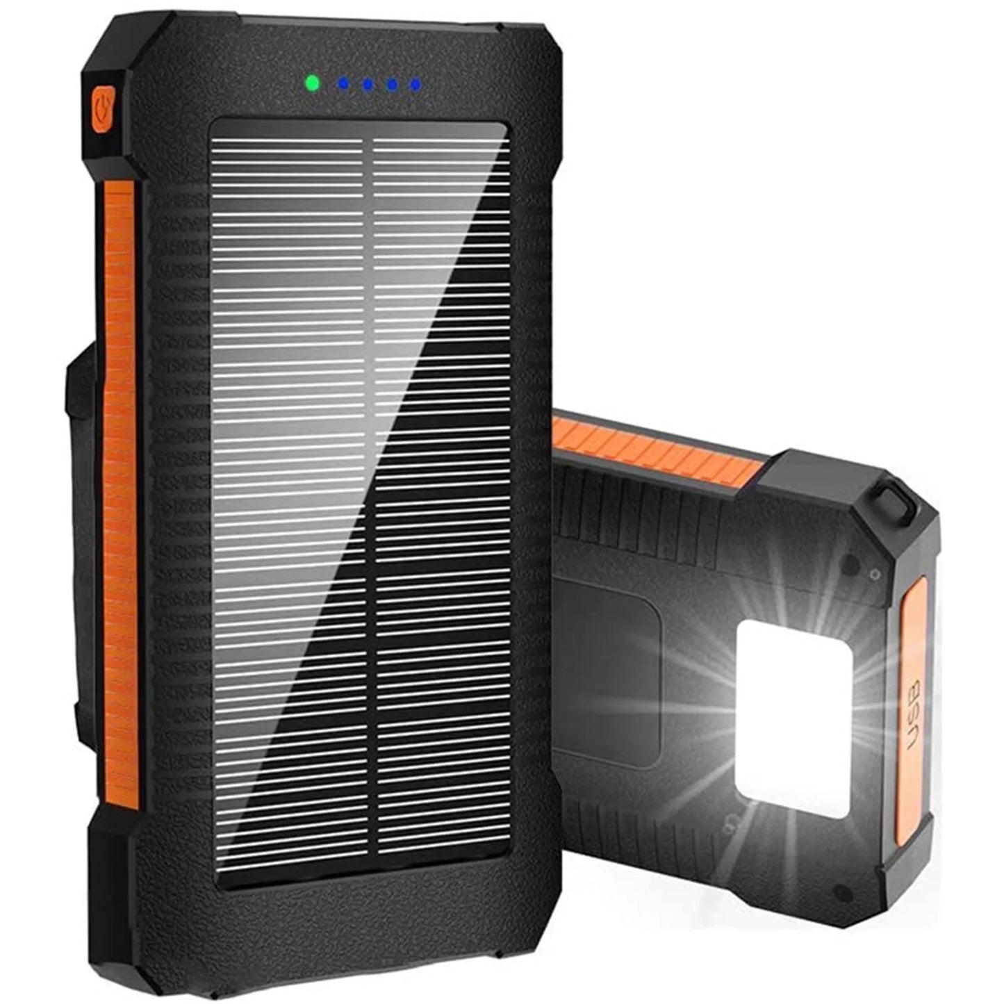 Chargeur solaire - Power Bank avec lampe torche LED intégrée pour tous les téléphones portables et appareils électroniques