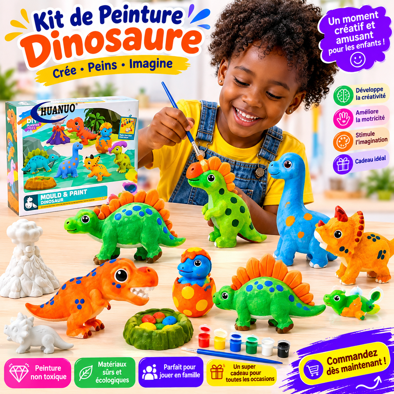 kit créatif de moulage et peinture dinosaures