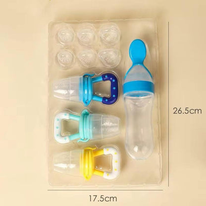 Kit d’Alimentation Bébé 4 en 1 – Sucette à Fruits & Biberon Cuillère – Sans BPA