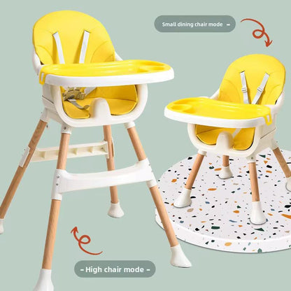 Chaise Haute Bébé  métal couleur bois robuste 2-en-1 Évolutive – Confort, Sécurité et Praticité