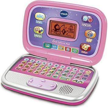 VTech - Ordi Genius Kid Rose, Ordinateur Enfant avec Écran Rétroéclairé, 20 Activités et Jeux Évolutifs, Jouet Éducatif, Cadeau Enfant de 3 Ans à 7 Ans - Contenu en Français