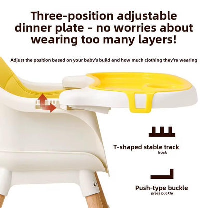 Chaise Haute Bébé  métal couleur bois robuste 2-en-1 Évolutive – Confort, Sécurité et Praticité