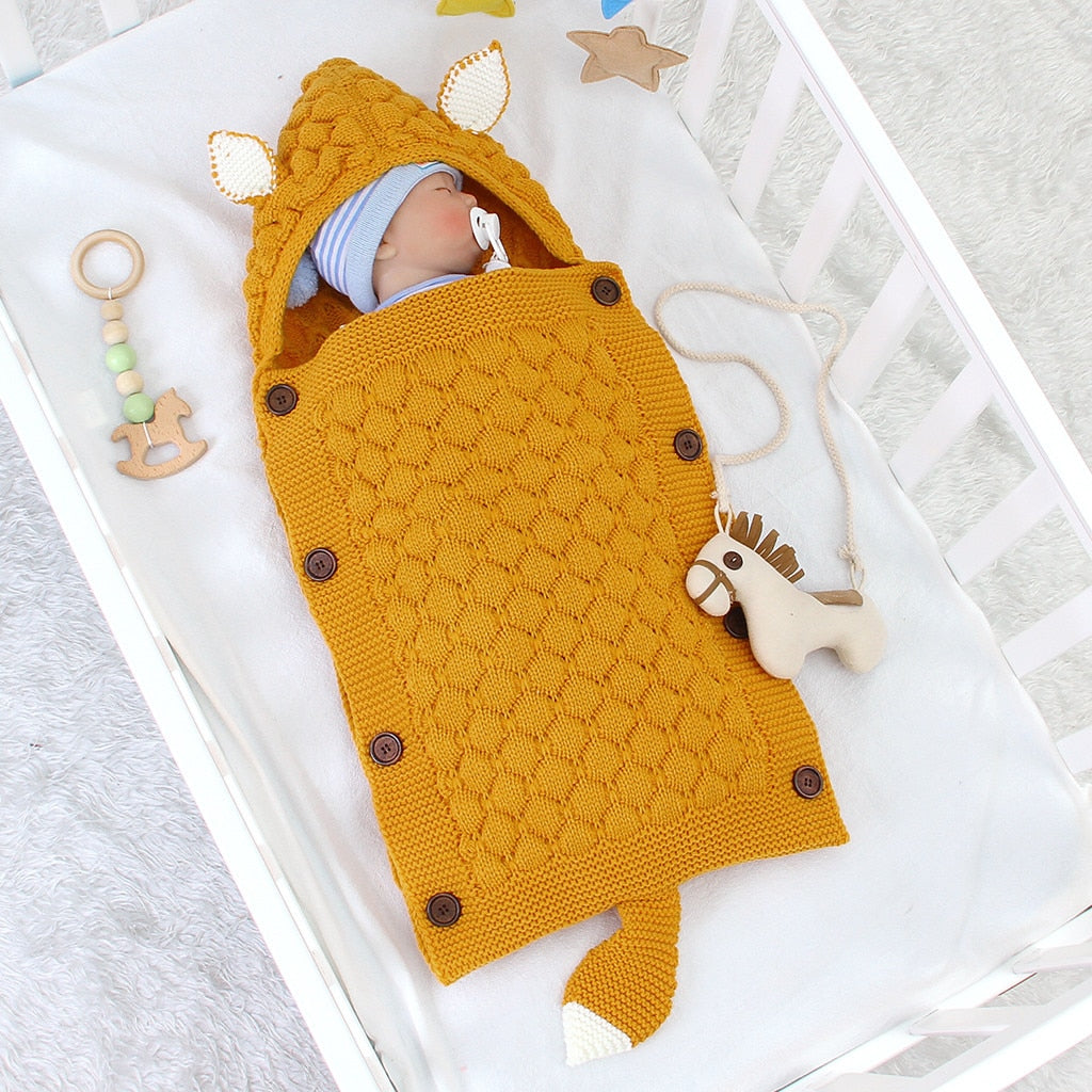 Gigoteuse Bébé Tricotée avec Capuche – Motif Animal – Douce & Chaleureuse