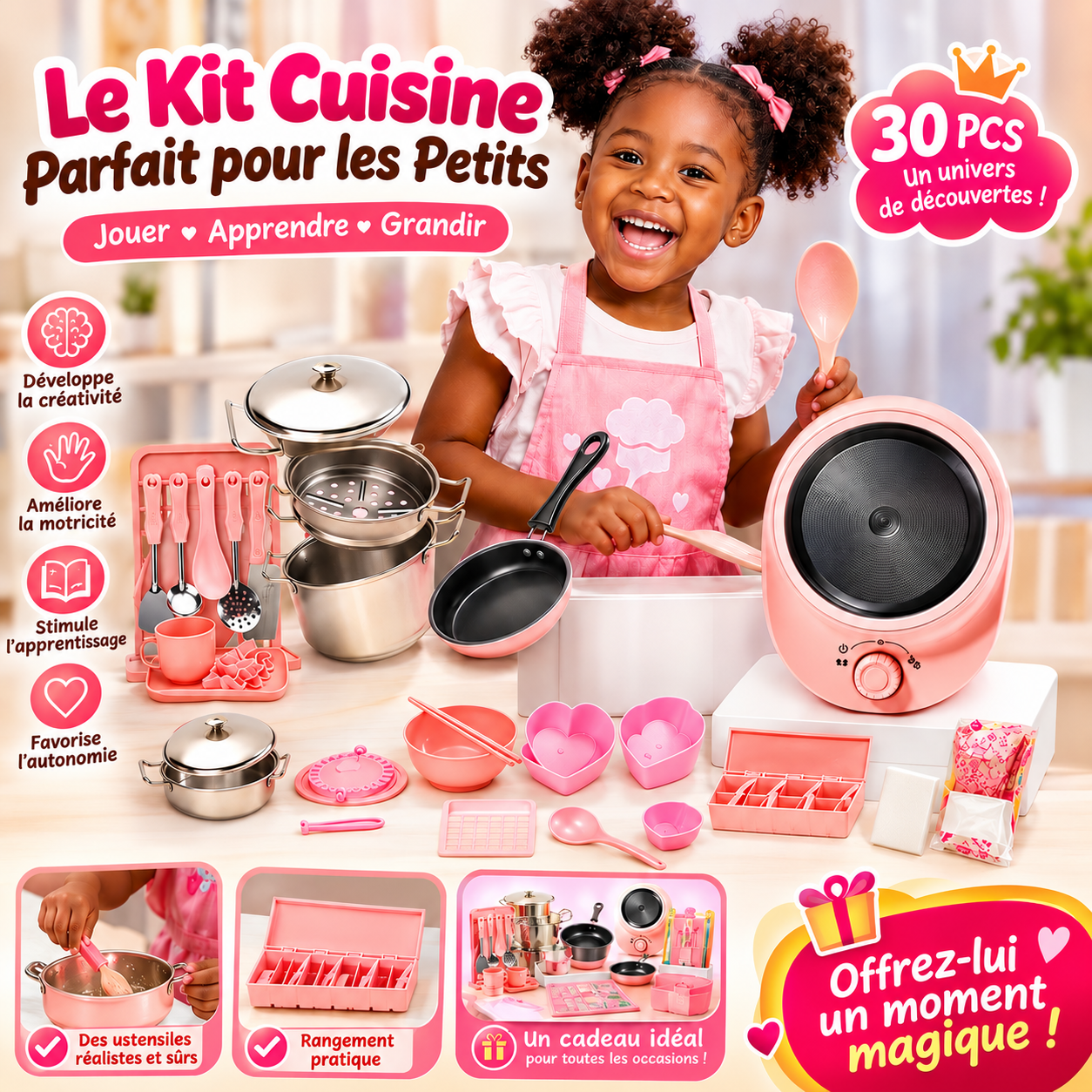 Kit Cuisine Enfant  Jouer, Apprendre et Créer Comme les Grands ! 32 pcs