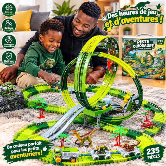 🦖 Piste de dinosaures avec circuit looping – 235 pièces