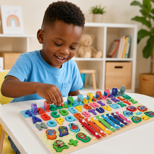 Tableau Montessori Éducatif en Bois – Lettres, Chiffres &amp; Xylophone