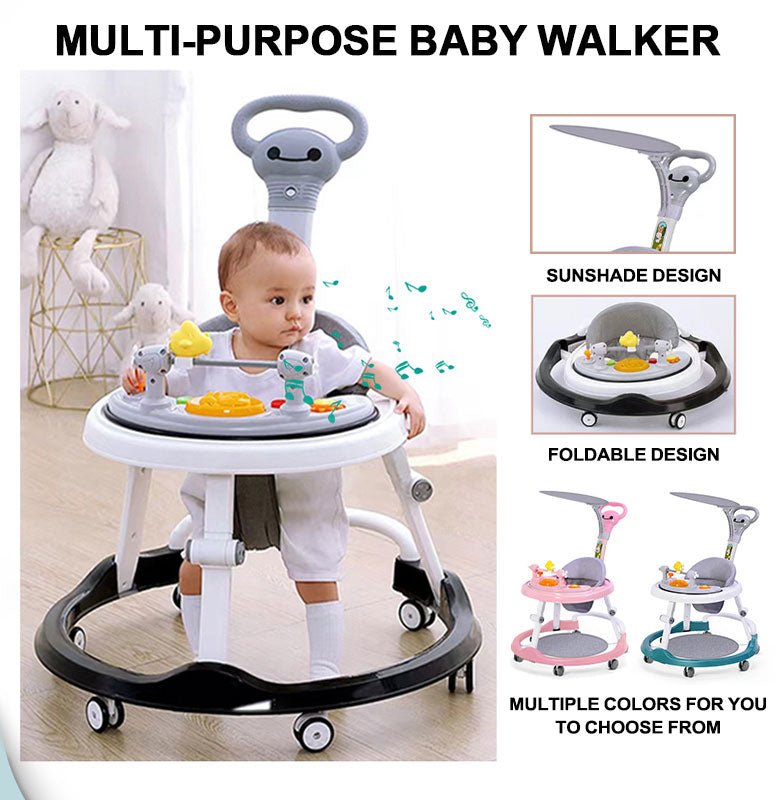youpla  Trotteur Bébé 2-en-1 avec Poignée – Marche &amp; Pousseur – Jouets Musicaux – Plateau Repas