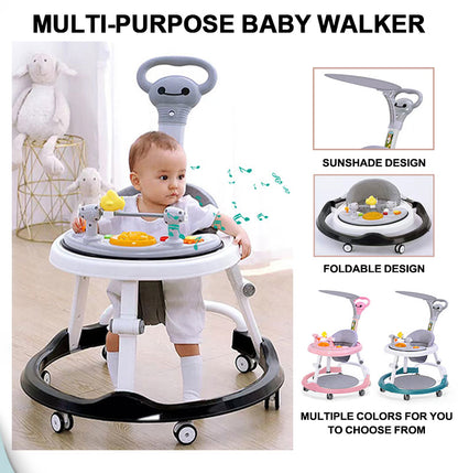 youpla  Trotteur Bébé 2-en-1 avec Poignée – Marche &amp; Pousseur – Jouets Musicaux – Plateau Repas
