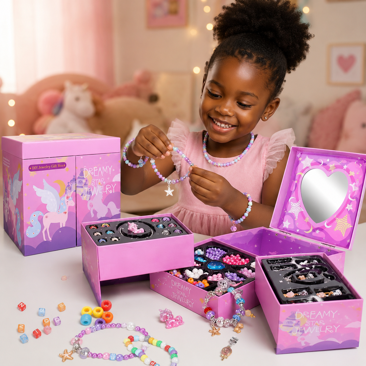 ✨ Coffret Créatif de Bijoux Licorne – Le Cadeau Idéal pour les Petites Créatrices ✨