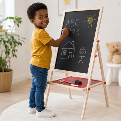Tableau Double Face pour Enfants – Ardoise Tableau Blanc avec Accessoires
