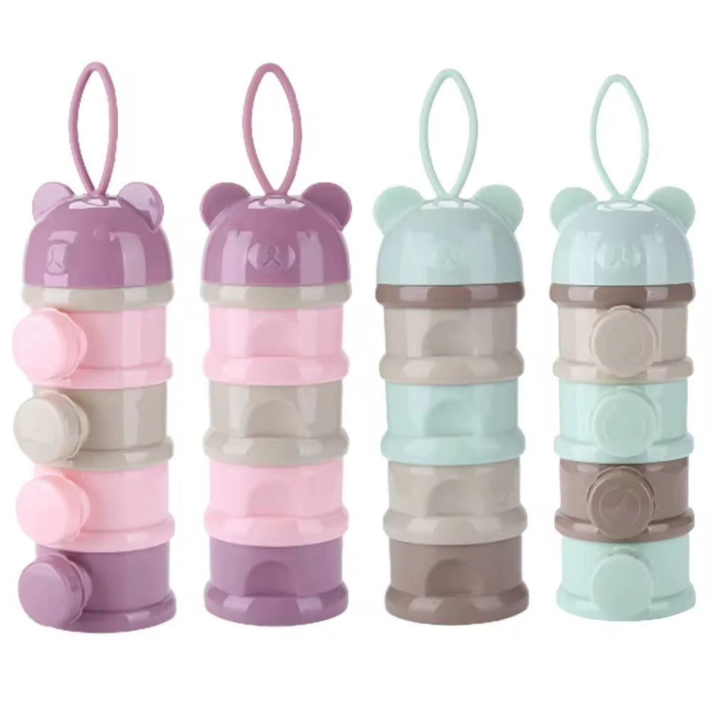 Boîte Doseuse de Lait en Poudre Bébé – 4 Compartiments Empilables | Design Ours