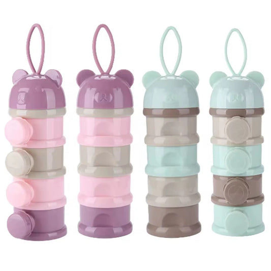 Boîte Doseuse de Lait en Poudre Bébé – 4 Compartiments Empilables | Design Ours