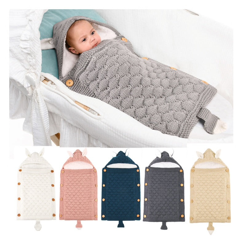 Gigoteuse Bébé Tricotée avec Capuche – Motif Animal – Douce & Chaleureuse