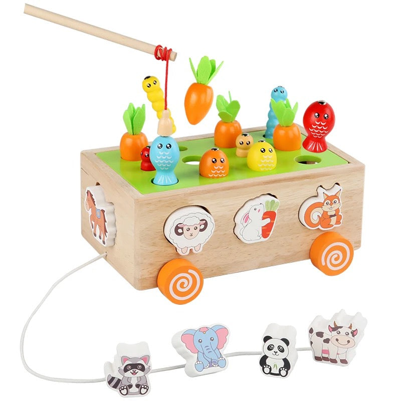jouets éducatifs blocs de construction en bois us de traction en bois classique Apprentissage Numéro Forme Puzzle de 1 à 4 ans