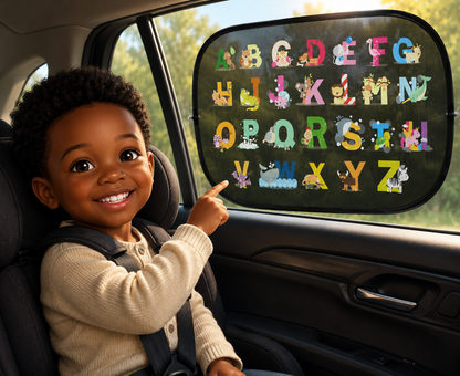 Pare-Soleil Enfant avec Dessins Amusants – Protection UV et Divertissement en Voiture
