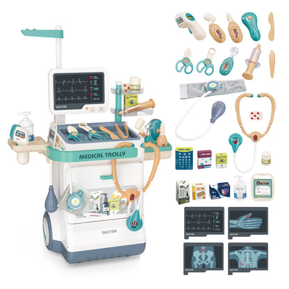 Chariot Médical pour Enfant – Kit Docteur 26 Pièces avec Lumières et Sons
