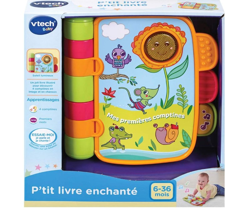 VTech – P’tit Livre Enchanté – Mes Premières Comptines, Livre Enfant Parlant et Musical dès 6 mois