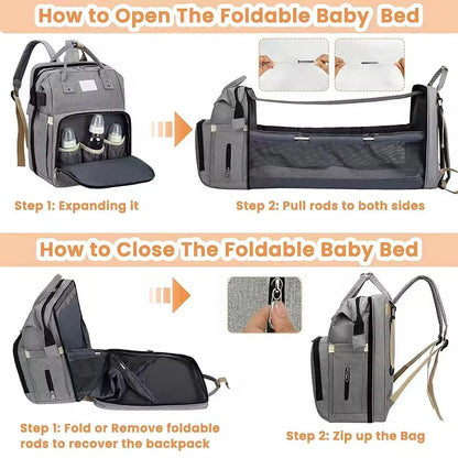 Sac A langer transformable en lit  , sac à dos multifonction pour maman et bébé (Copie)