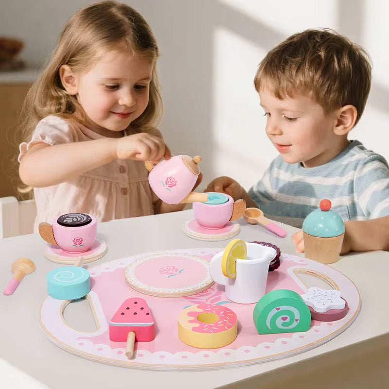 ☕ Service à Thé Montessori en Bois – Jeu d’Imitation Éducatif pour Enfants