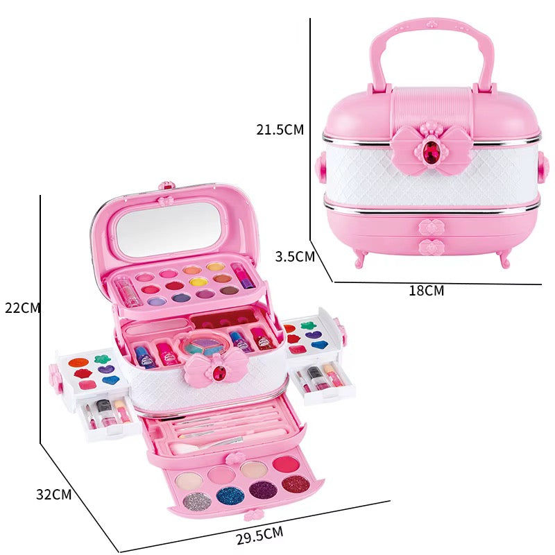 Malette Maquillage Fille,Ensemble 53 Pièces Lavable pour Enfant avec Miroir,Pinceau Cosmétique et Rouge