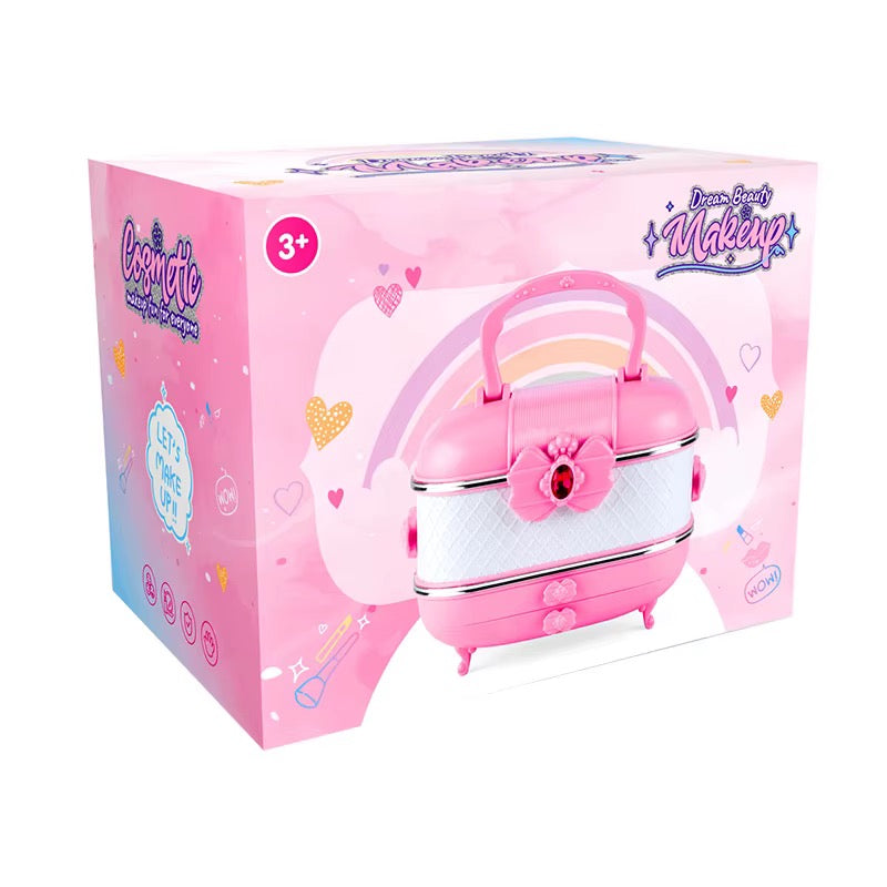 Malette Maquillage Fille,Ensemble 53 Pièces Lavable pour Enfant avec Miroir,Pinceau Cosmétique et Rouge