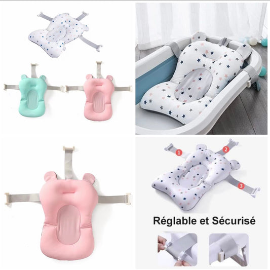 Coussin de bain suspendu pour bébé, antidérapant, doux, léger, réglable, à séchage rapide, pour nouveau-né
