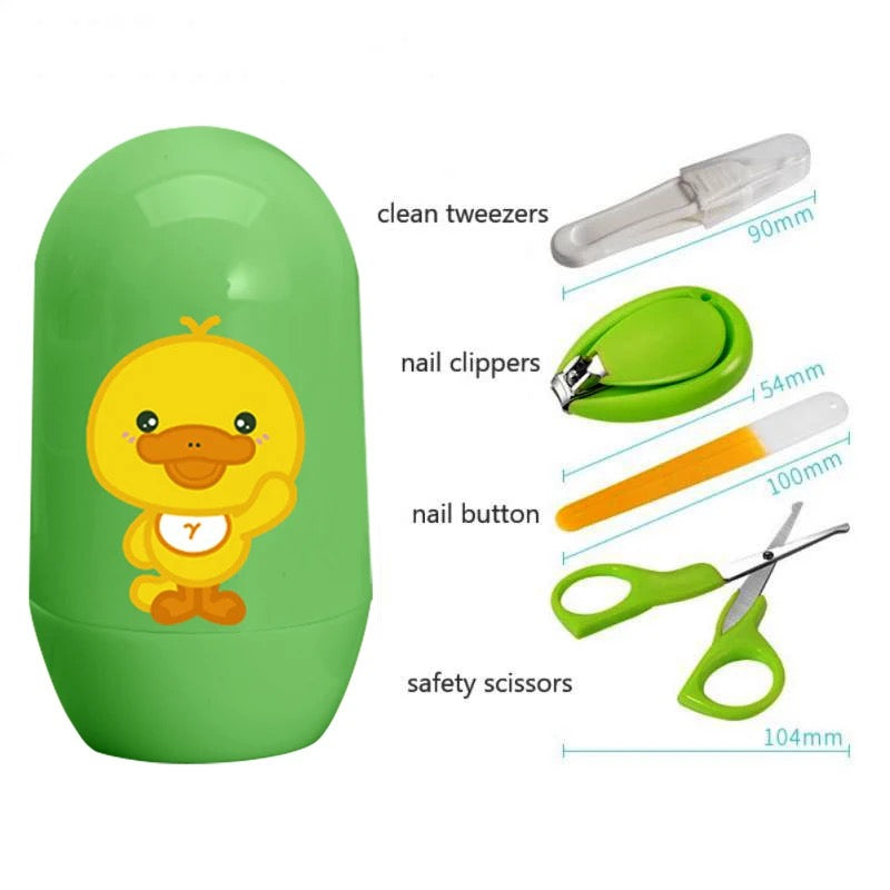 Kit de soins pour bébé 4 pièces, ensemble de soins des ongles pour bébé, coupe-doigts, ciseaux, coupe-ongles, boîte de rangement pour voyage