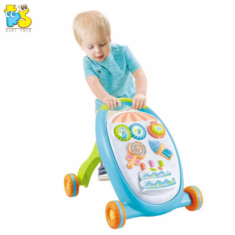 Trotteur chariot de marche éducatif rose ou bleu avec balle et jouet