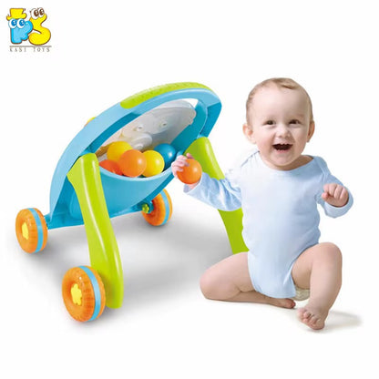 Trotteur chariot de marche éducatif rose ou bleu avec balle et jouet