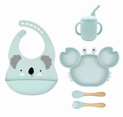 Set Repas en silicone Pour Enfant - 5 pieces , 5 Couleurs au Choix (Copie)
