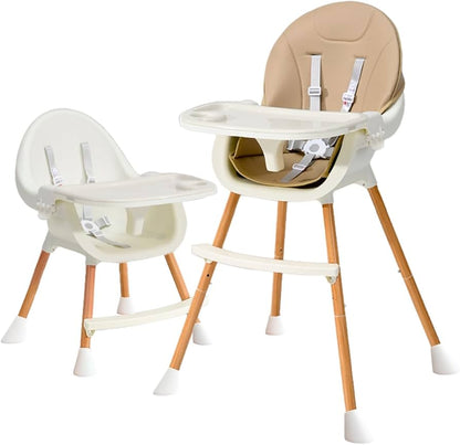 chaise haute scandinave bleu pied bois