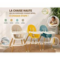 Chaise haute design scandinave évolutive 2 positions pied métal couleur bois solide