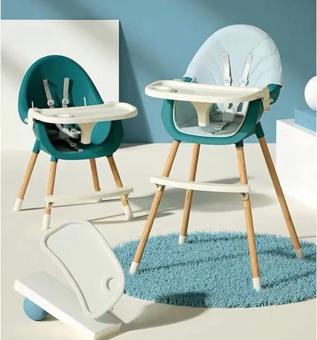 Chaise haute design scandinave évolutive 2 positions pied métal couleur bois solide