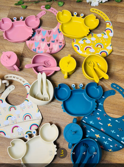 Ensemble Repas 6 pcs  Bébé en Silicone – Set Complet pour l’Apprentissage de l’Autonomie 🍽️👶