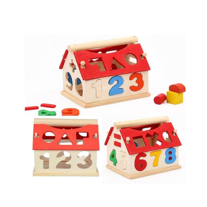 Maison en bois éducative – Jeu d’encastrement formes et formes couleurs