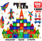 100 pièces Tuiles Blocs magnétiques de construction avec roues