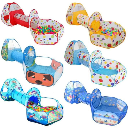 ⭐ Aire de Jeu Enfant 3-en-1 avec Tente, Tunnel &amp; Piscine à Balles