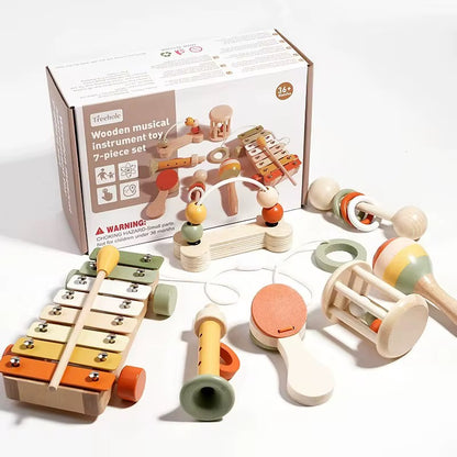 🎵 Ensemble jouet éveil musical 7pcs, Montessori en Bois des 6 mois