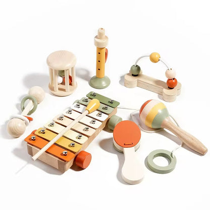 🎵 Ensemble jouet éveil musical 7pcs, Montessori en Bois des 6 mois