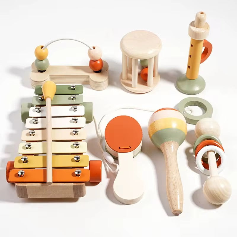 🎵 Ensemble jouet éveil musical 7pcs, Montessori en Bois des 6 mois